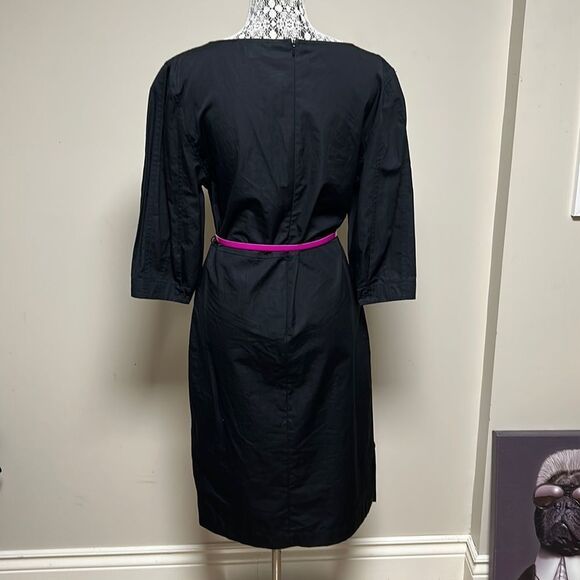 🇨🇦🎀 Judith & Charles black v neck sheath dress 3/4 sleeves 2 - Picture 12 of 16